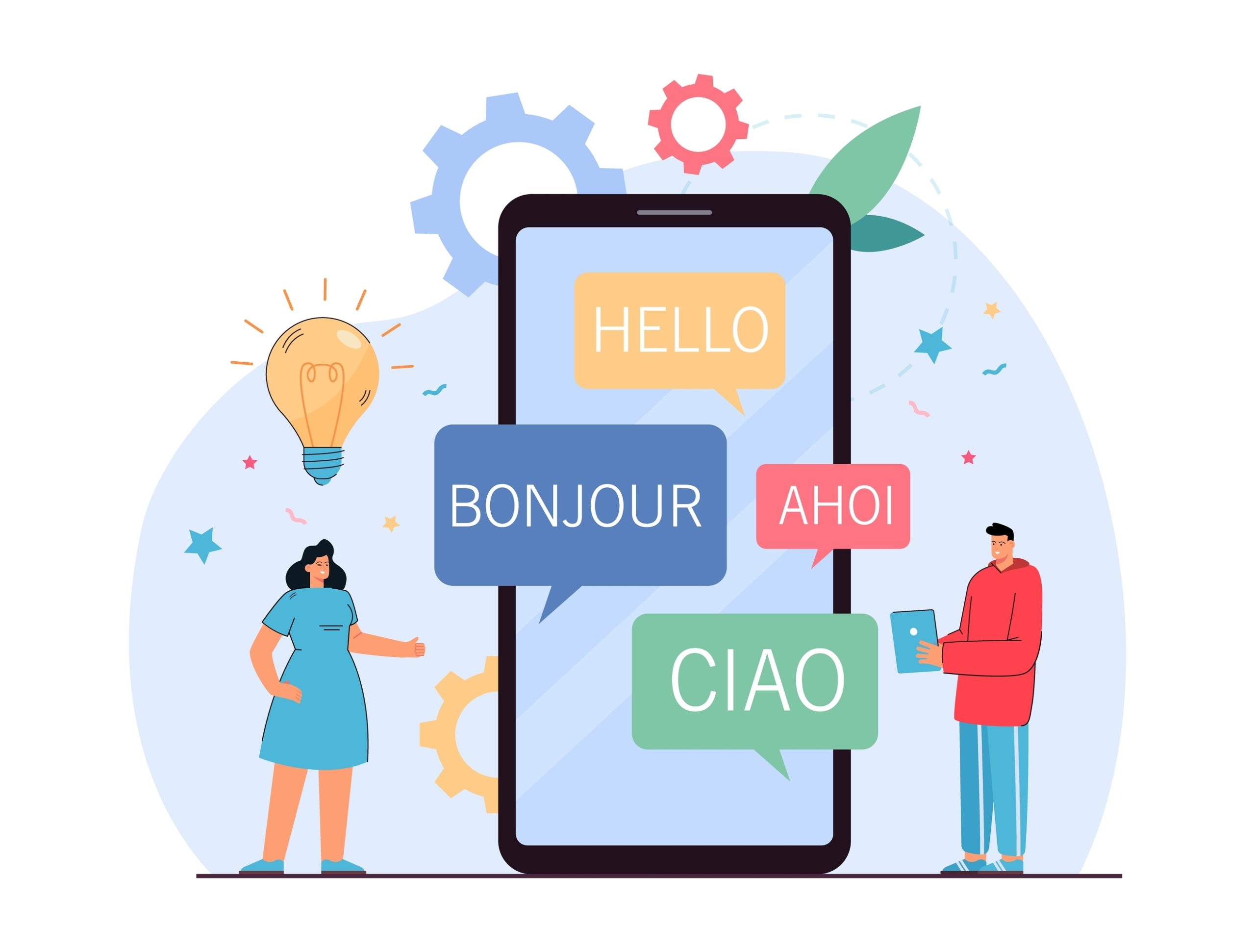 Online,Translator,App,On,Phone,Screen,Flat,Vector,Illustration.,Tiny