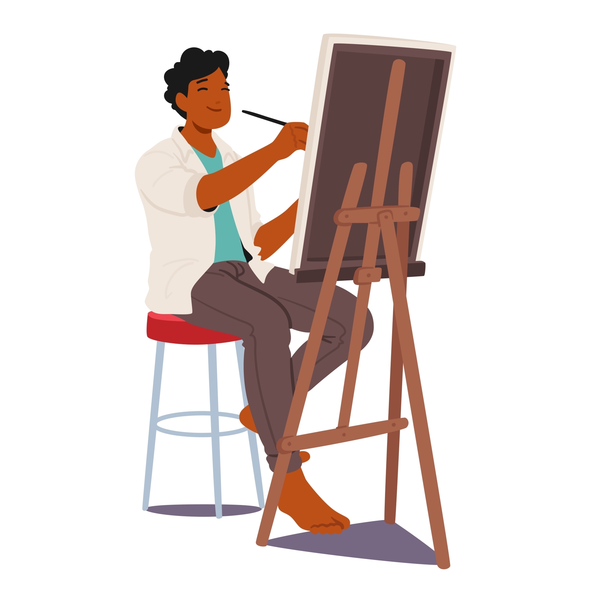 Artist,Male,Character,,Immersed,In,Creativity,,Applies,Vibrant,Strokes,To
