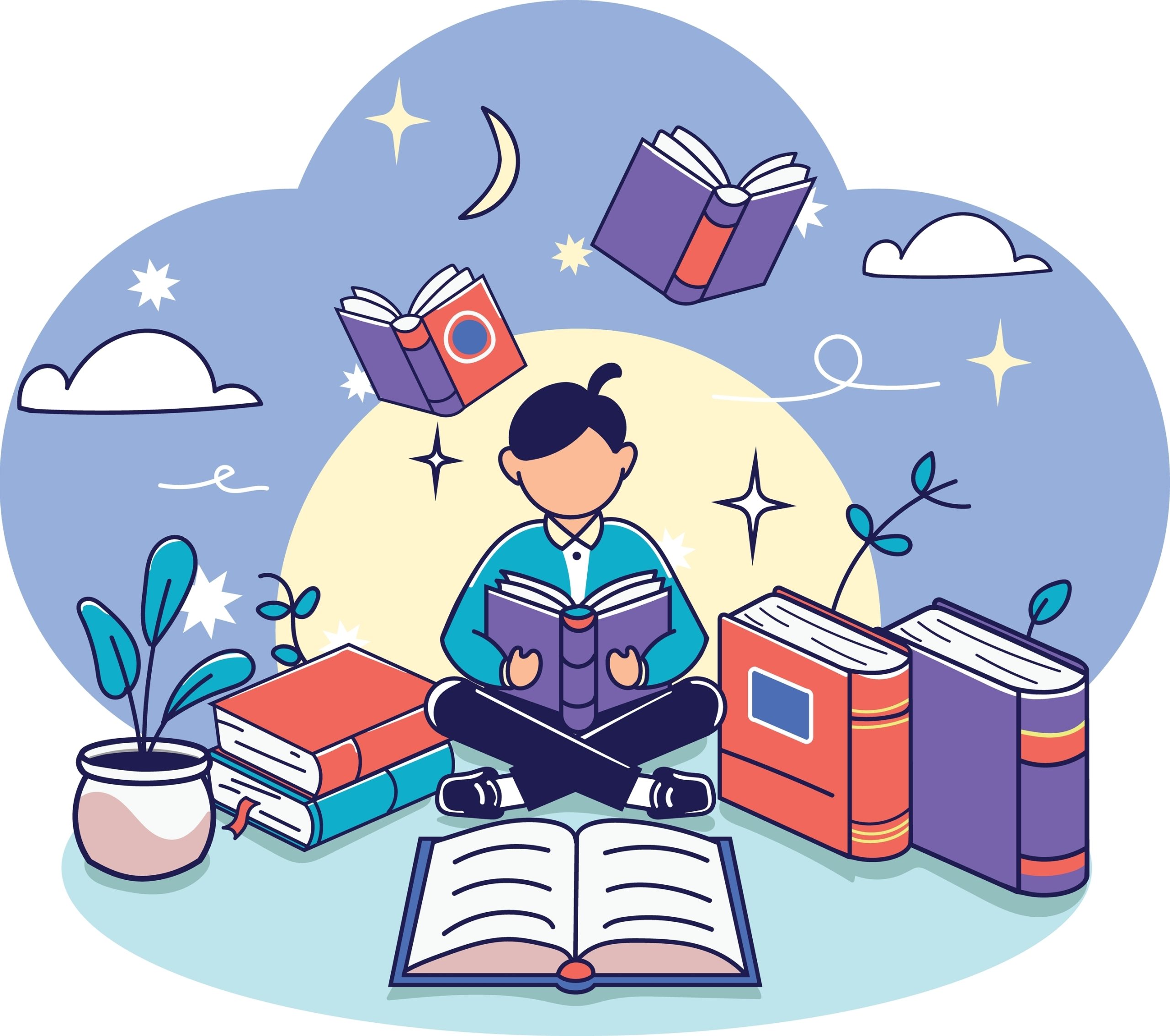 Colorful,Flat-style,Illustration,Celebrating,World,Book,Day,,Featuring,A,Young